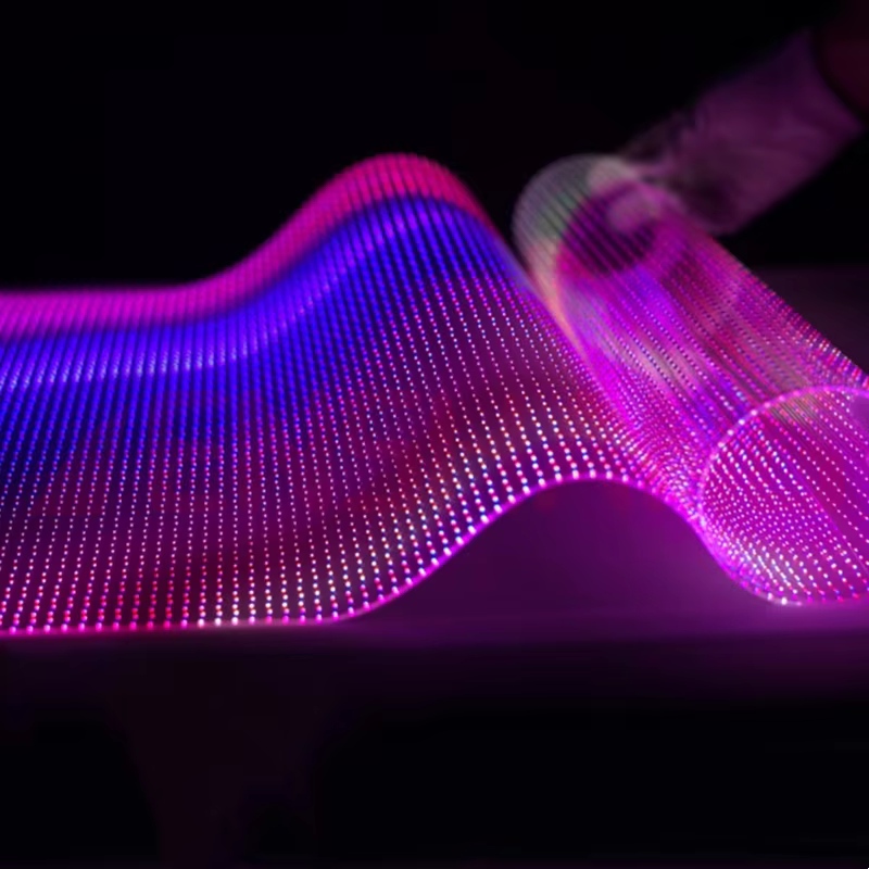 Тънък гъвкав мек филм прозрачен LED дисплей